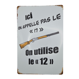 Plaque métallique fusil de chasse