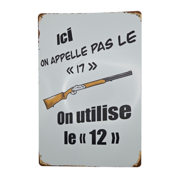 Plaque métallique fusil de chasse