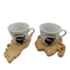 Set duo tasse à café expresso + support en bois