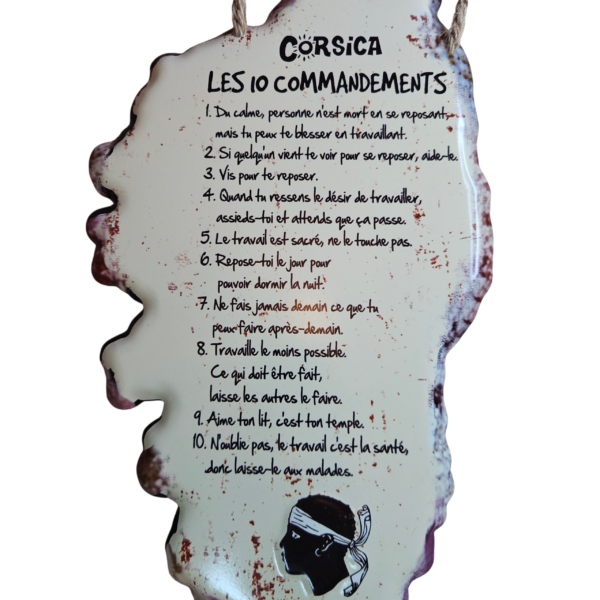 Plaque métallique grand modèle les 10 commandements corses