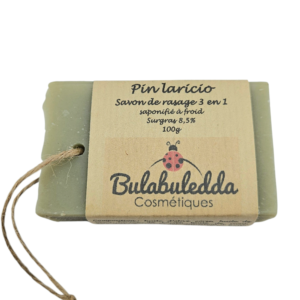 Savon solide 3 en 1 au pin laricio saponifié à froid. Fabriqué en Corse. 100 gr