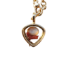 Pièce unique. Collier doré œil de Sainte Lucie et corail véritables. Création artisanale corse.