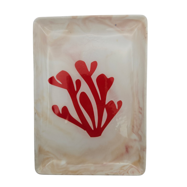 Pièce unique. Plateau/Vide poche motif corail. Création artisanale corse.