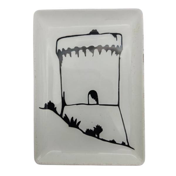 Pièce unique. Plateau/Vide poche motif Tour génoise. Création artisanale corse.