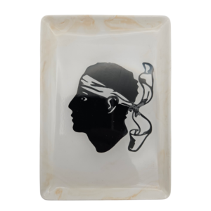 Pièce unique. Plateau/Vide poche motif tête de Maure. Création artisanale corse.