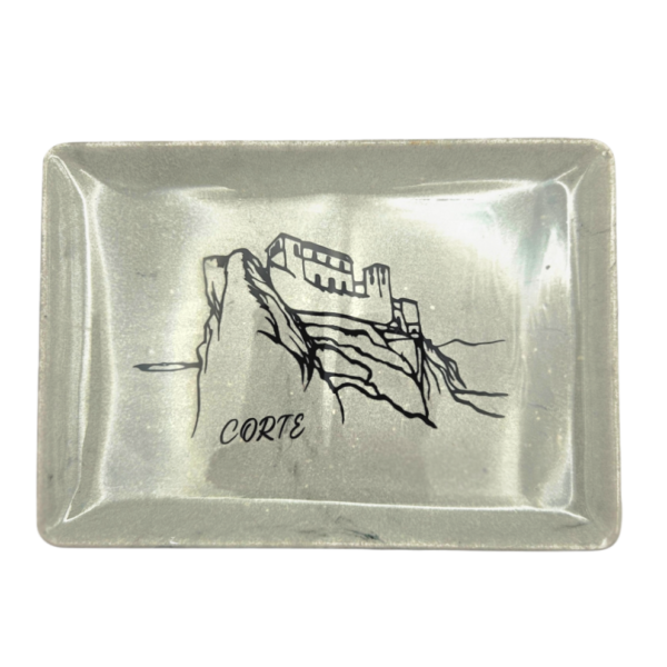 Pièce unique. Plateau/vide poche Corte en ciment et résine minérale. Fabrication artisanale corse.