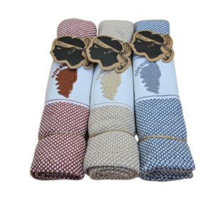 Lot de 3 torchons de cuisine Corsica rouge, beige et gris