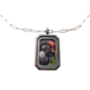Pièce unique. Collier homme fait main. Véritable œil de Sainte-Lucie, corail corse, verre polis et coquillages.
Création artisanale corse.