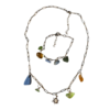 Pièce unique. Collier et bracelet fait main. Véritable œil de Sainte-Lucie et verres polis.
Création artisanale corse.